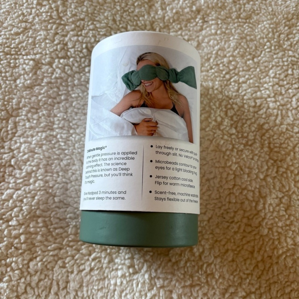 Nodpod Weighted Sleep Mask Sage Green Strap-Free Light Blocking Eye Mask 9oz - Picture 3 of 11